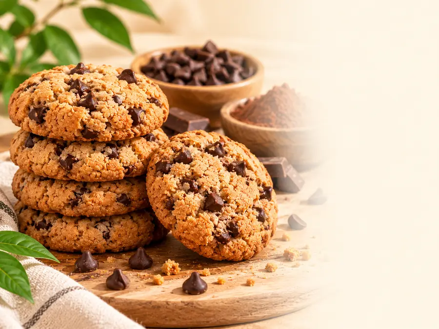 Chocochips cookies served with tea